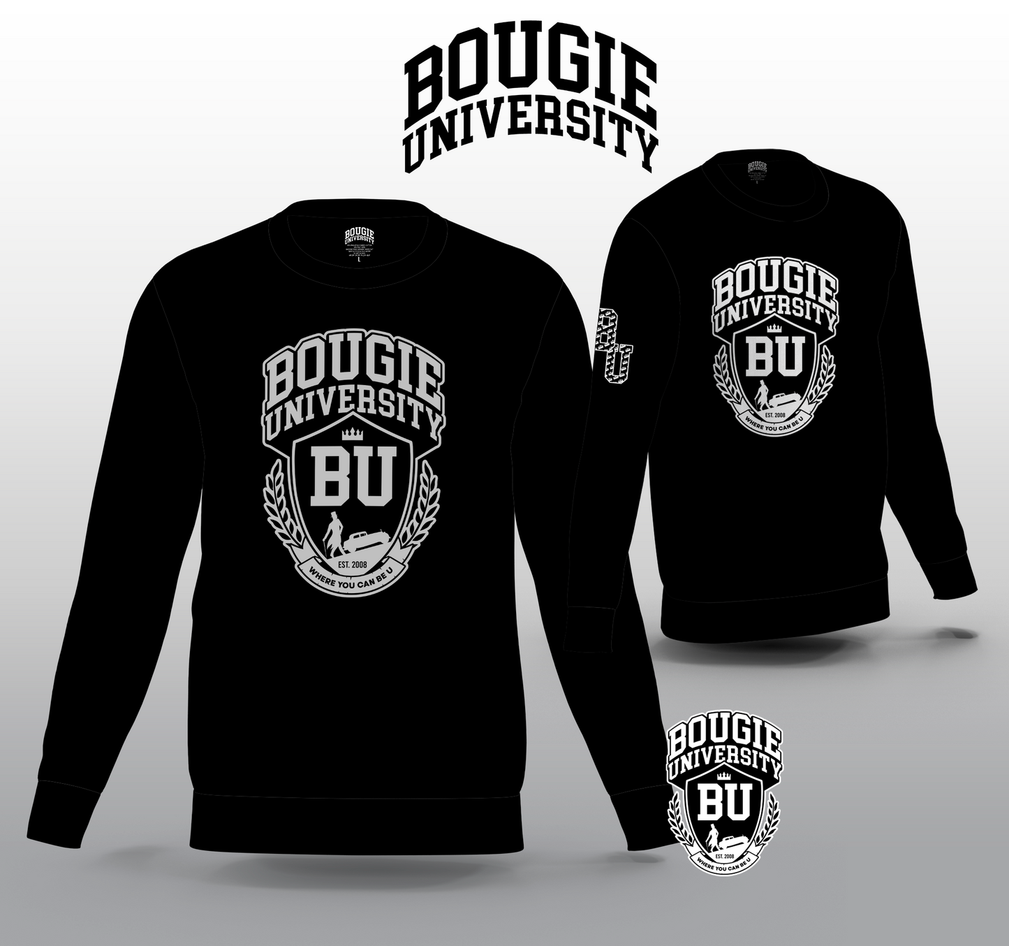 BU Men's Gray Crew Sweater