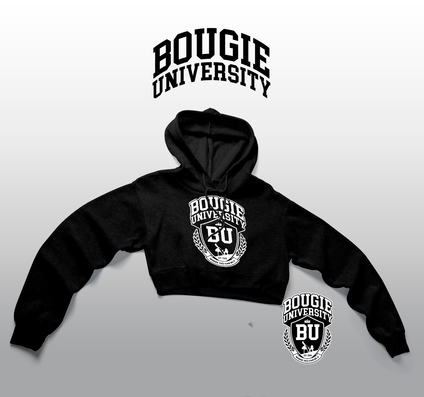 BU Women's Black Crop Hoodie