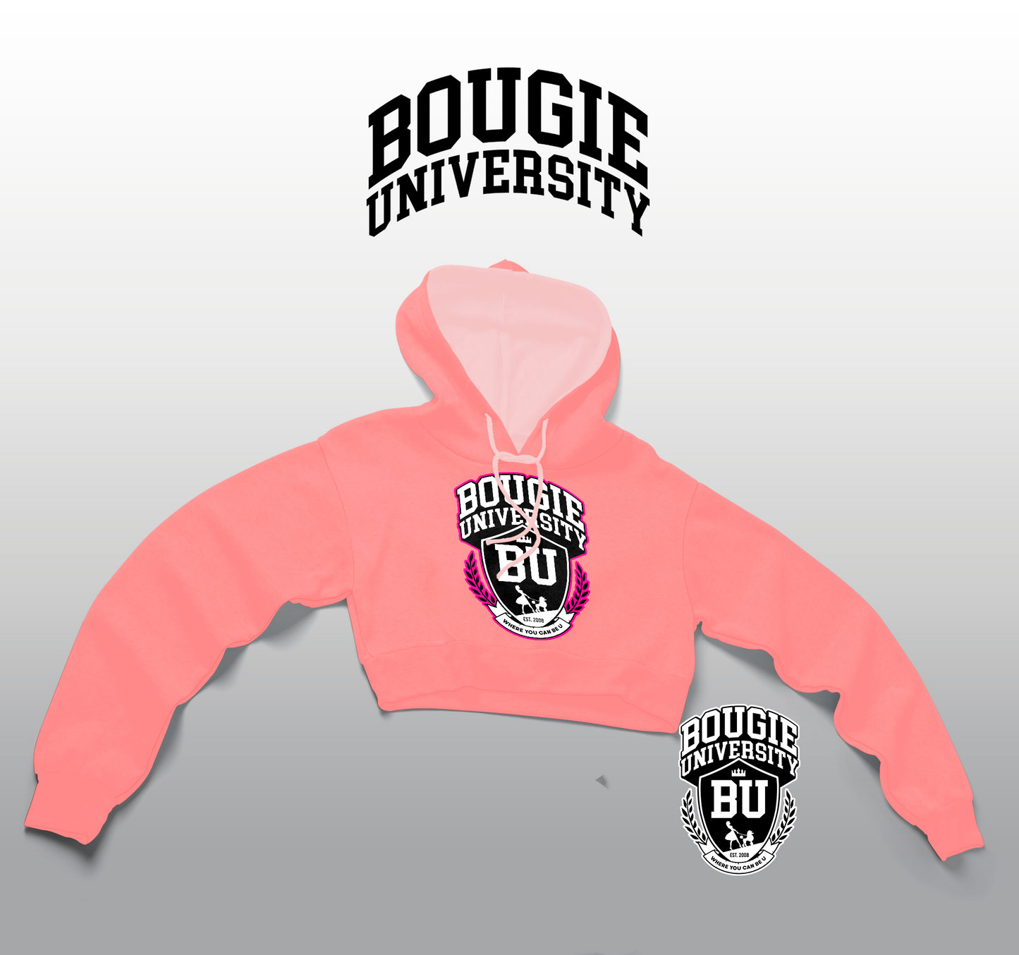 BU Women's Black Crop Hoodie