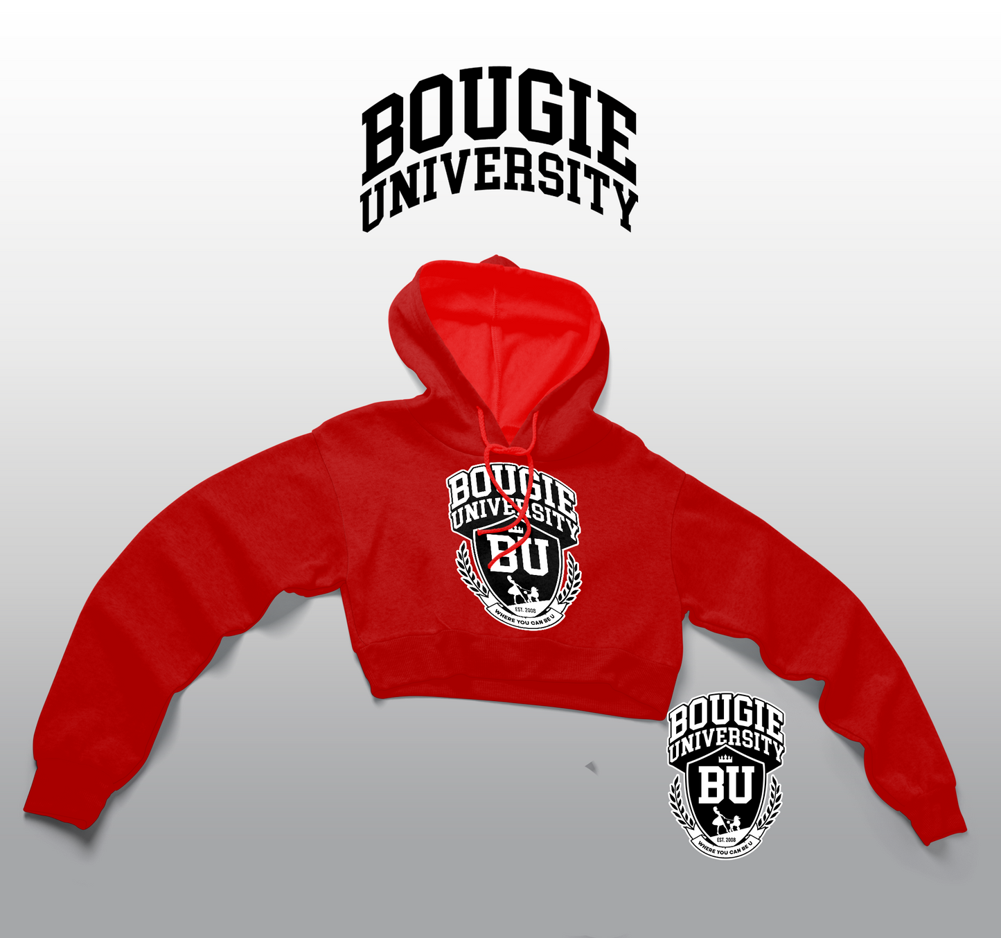 BU Women's Black Crop Hoodie