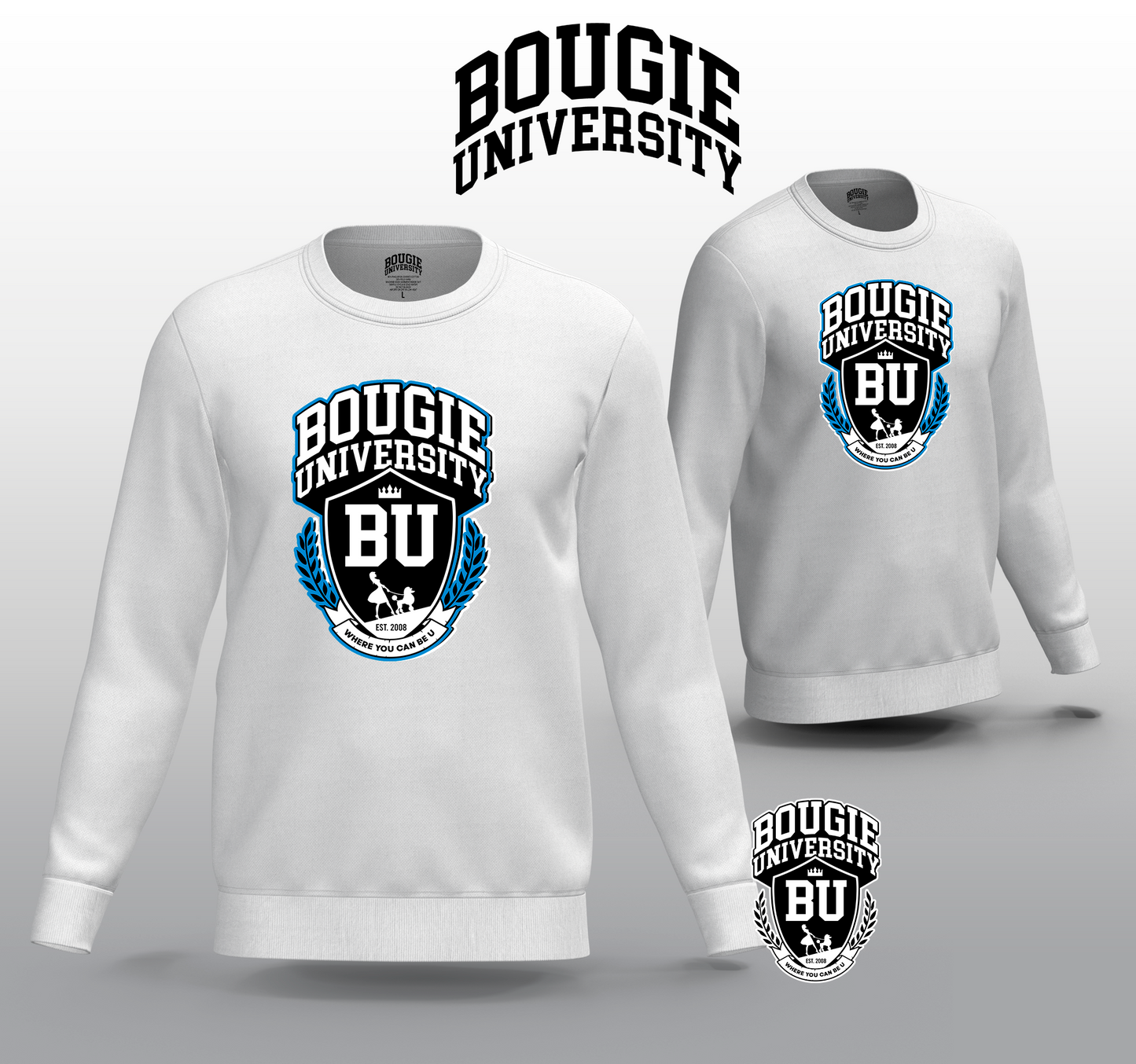 BU Women's White Crew Sweater