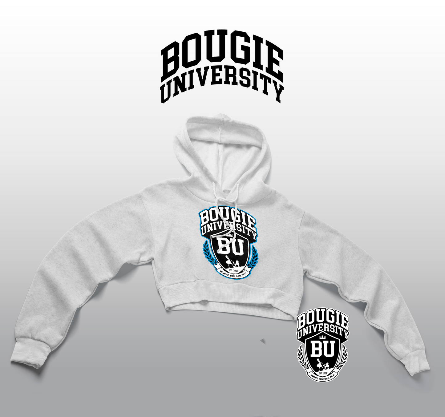 BU Women's Black Crop Hoodie