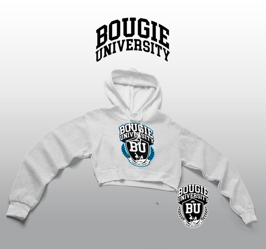 BU Women's White Crop Hoodie